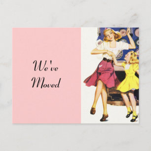 Postcard Retro Fun Mum Daughter Moved New Address