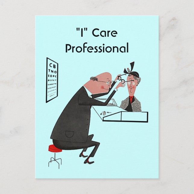 Postcard Retro "I" Care Professional optometrist (Front)