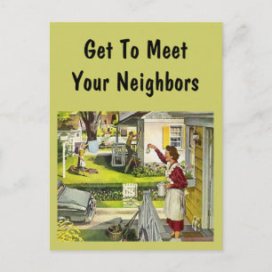 Postcard  Retro Neighbourhood Social Block Party