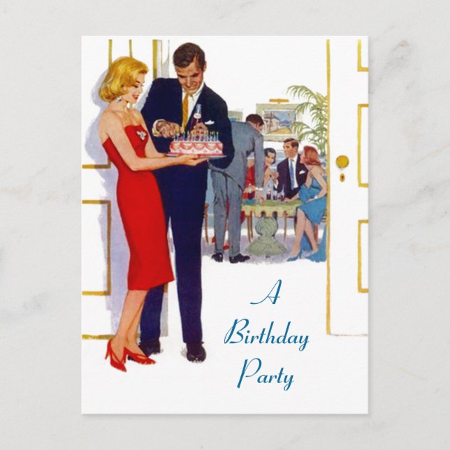 Postcard Retro Stylish Birthday Party Invitations (Front)