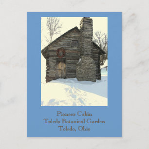 postcard, "Rustic Pioneer Cabin in Snow" Postcard