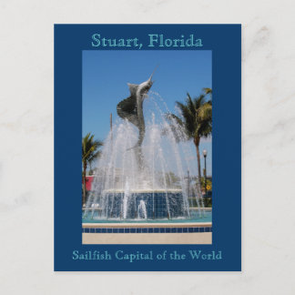 Postcard Sailfish Water Fountain Stuart, Florida