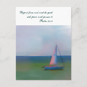 Postcard, Sailing Boat Bible Scripture, Seek Peace Postcard