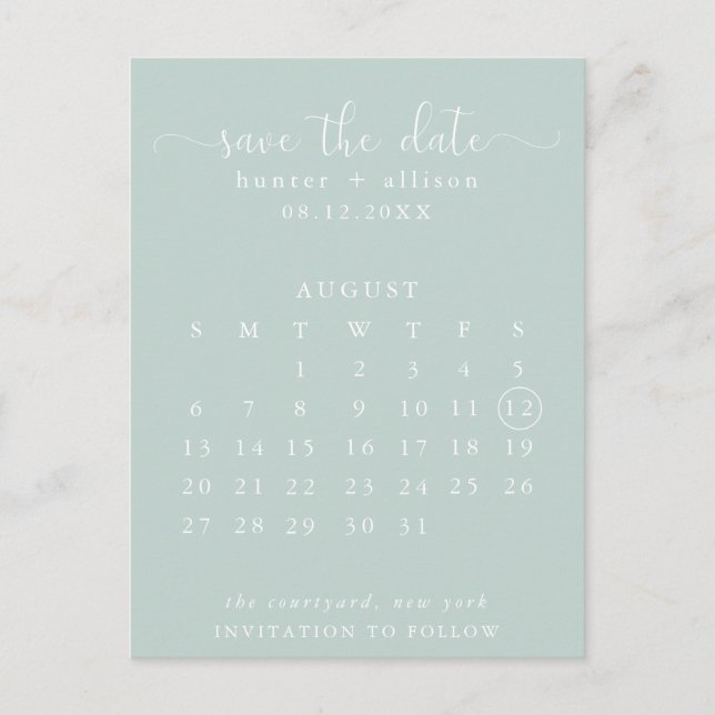 Postcard | Save The Date | Calendar (Front)