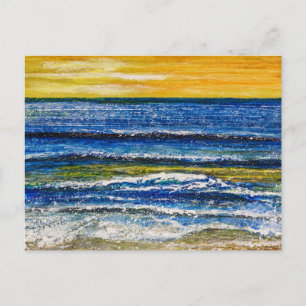 Postcard - Seaside Sunset And Sea Waves