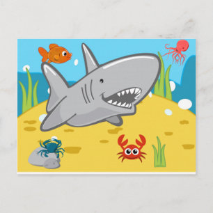 Postcard Shark Crabs Fish Ocean