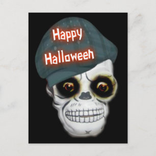 Postcard Skeleton Head Happy Halloween