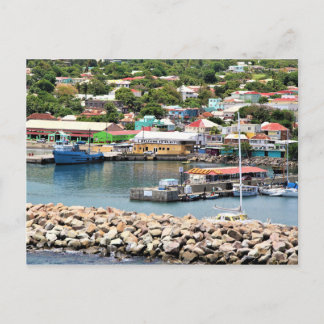 Postcard, St. Kitts - Boats & Buildings Postcard