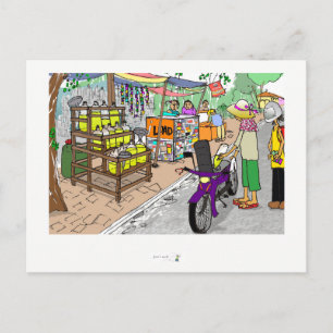 Postcard Street scene in Asia with motorbike