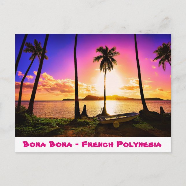 Postcard Sunset on Bora Bora, French Polynesia (Front)