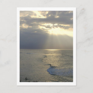 POSTCARD, SURFERS CATCHING THE LAST WAVES OF DAY POSTCARD