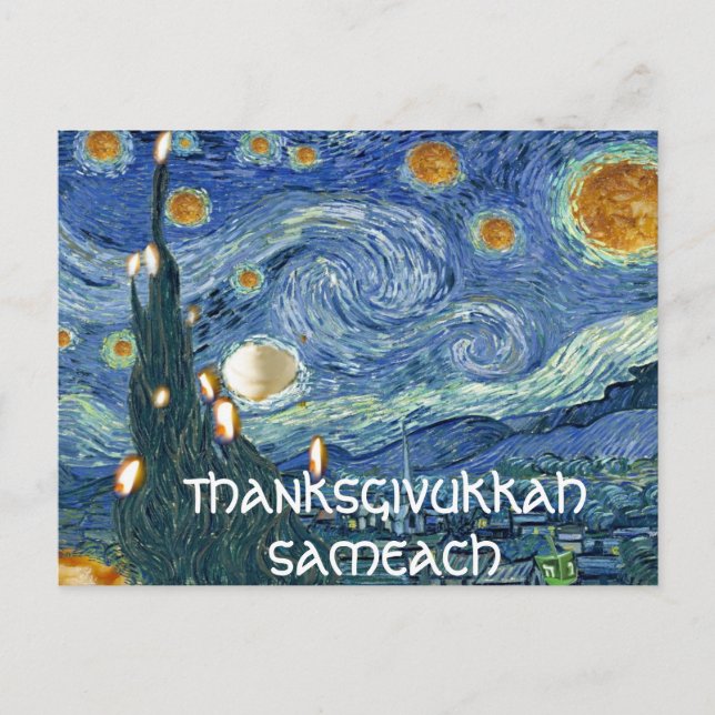 Postcard: Thanksgivukkah Sameach (Oily Night) Postcard (Front)