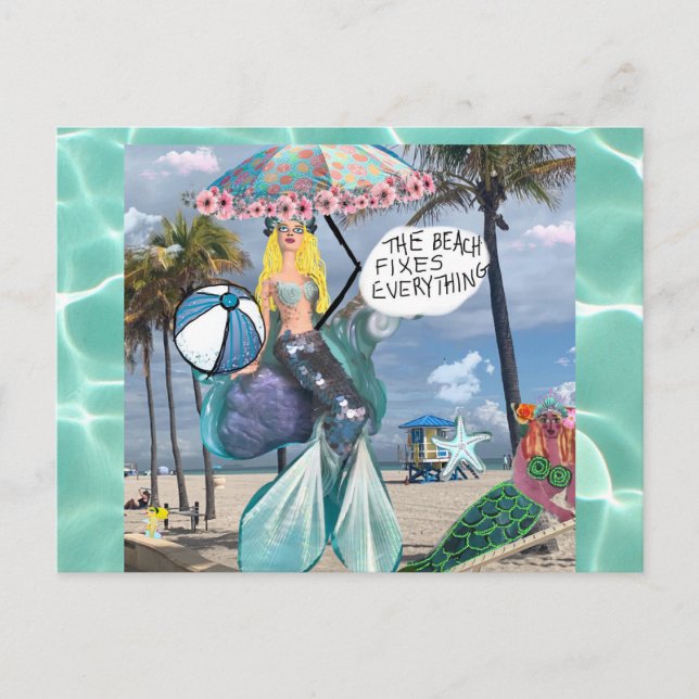 Postcard- the beach fixes everything postcard (Front)