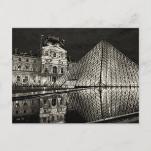 Postcard The Louvre Pyramid In Black / White Paris