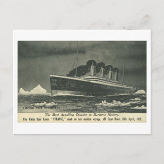 Postcard THE TITANIC 'Among the Icebergs' in 1912