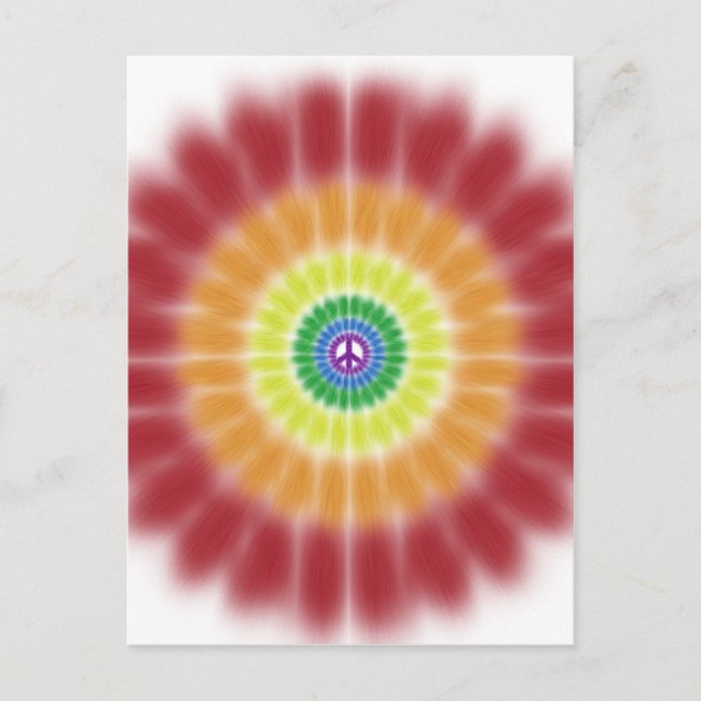 Postcard, Tie Dye Rainbow Peace Sign Explosion Postcard (Front)