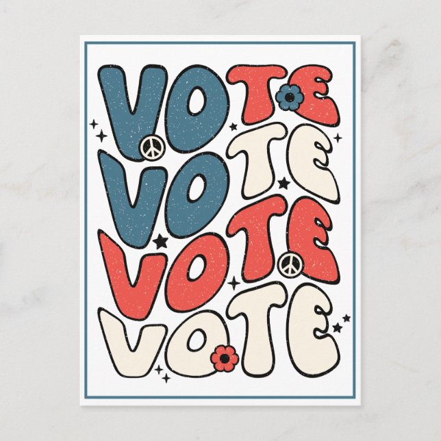 Postcard to Voters Retro Red, White, and Blue  (Front)