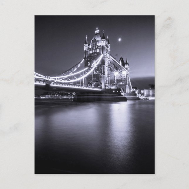 Postcard Tower Bridge at night, London, U.K. (Front)
