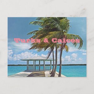 postcard, TURKS & CAICOS ISLANDS/PALM TREE, PIER, Postcard