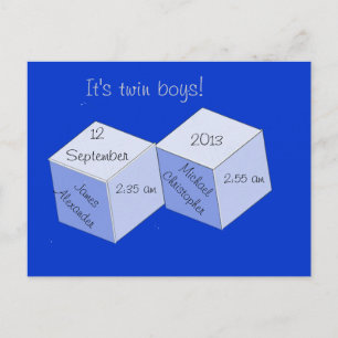 Postcard - Twin Boys Birth Announcement