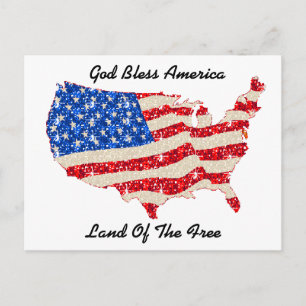 Postcard USA Flag God Bless America