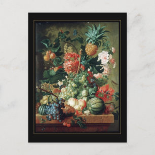 Postcard Vintage Art Still Life Flowers Fruit