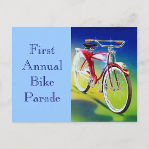 Postcard Vintage Bike Bicycle Parade Announcement