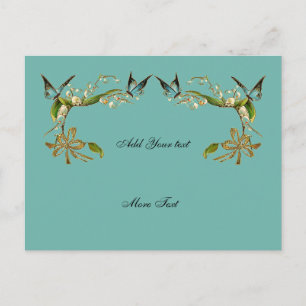 Postcard Vintage Butterflies Teal