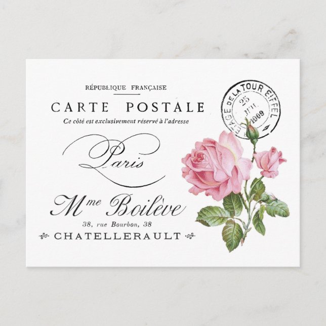 POSTCARD: VINTAGE FRENCH ; POSTCARD DESIGN (Front)