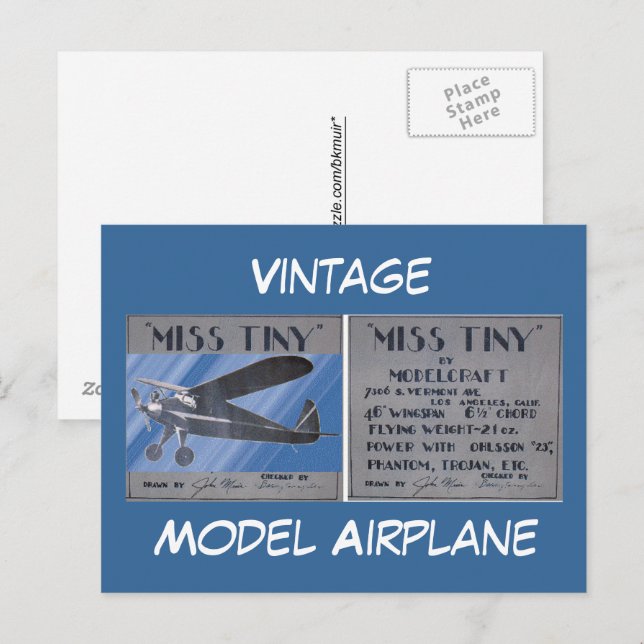 Postcard - Vintage, Model Aeroplane (Front/Back)