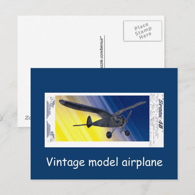Postcard -  Vintage model aeroplane - Spook (Front/Back)