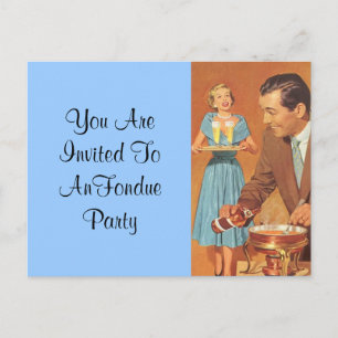 Postcard Vintage Retro Fun Fondue Party Invitation