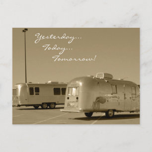 Postcard Vintage Retro Travel Trailer Road Trip
