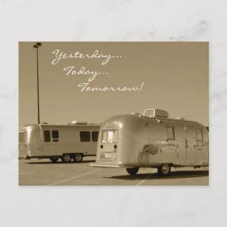 Postcard Vintage Retro Travel Trailer Road Trip