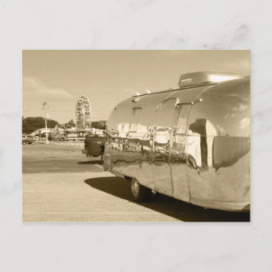 Postcard Vintage sepia aluminium AS Safari Trailer