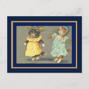 Postcard Vintage Skipping Cats