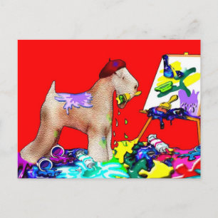 Postcard: Wheaten Terrier Artist (Red Bkgd) Postcard