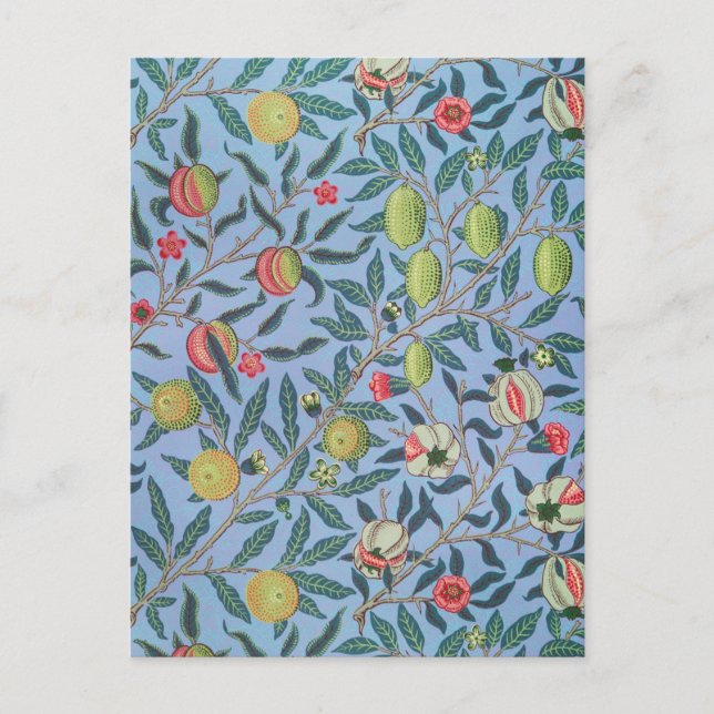 POSTCARD : WILLIAM MORRIS "BLUE POMEGRANATES" (Front)