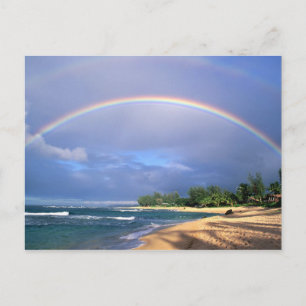 postcard with a beautiful seashore rainbow