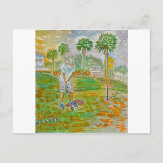 Postcard with a post-stamp on the card's backside. (Front)