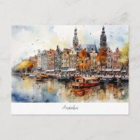 Postcard with Amsterdam, Netherlands