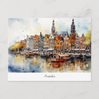 Postcard with Amsterdam, Netherlands