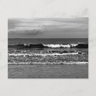 Postcard with black and white photo of the ocean