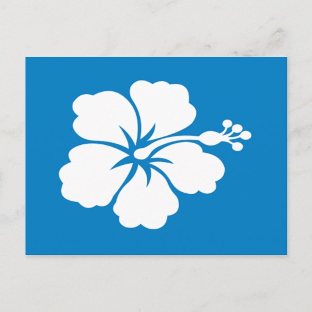 Postcard with blue-white hibiscus (Front)