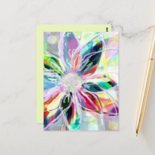 Postcard with Bright Abstract Floral Art