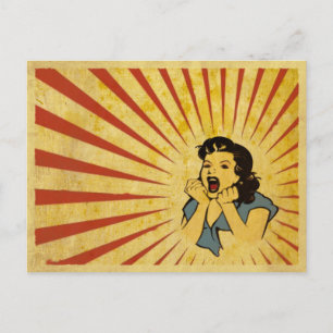 Postcard with Cool Vintage Girl Drawing
