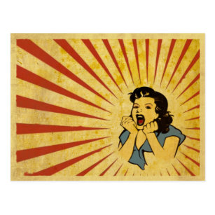 Postcard with Cool Vintage Girl Drawing