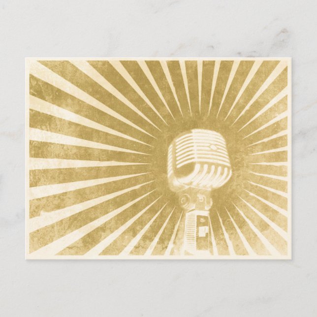 Postcard with Cool Vintage Microphone (Front)