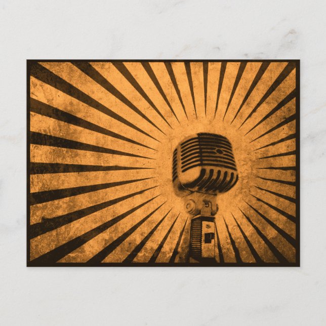 Postcard with Cool Vintage Microphone (Front)