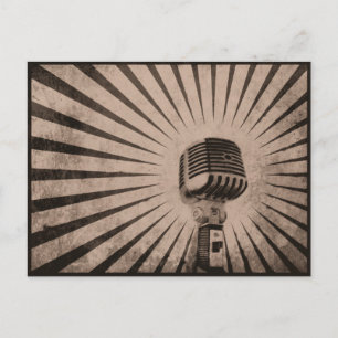 Postcard with Cool Vintage Microphone